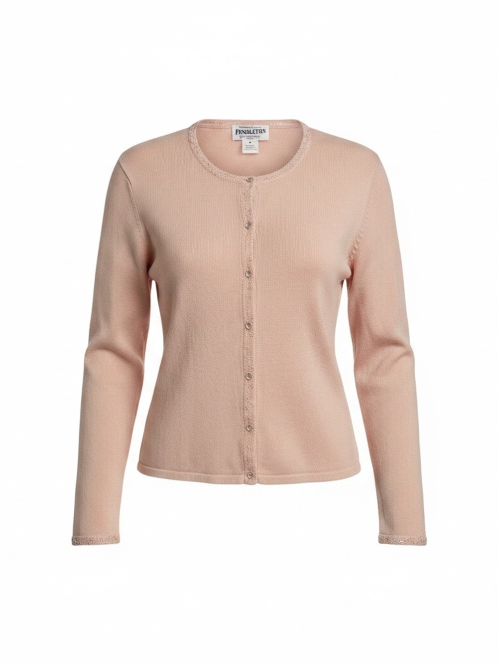 Pendleton Silk Cashmere‎ Sweater Beaded Detail Blush Peach Color Women's Small